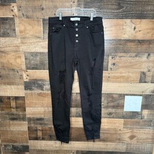 KanCan Black High Rise Distressed Jeans
